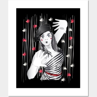 Mime Girl Artist Pause Posters and Art